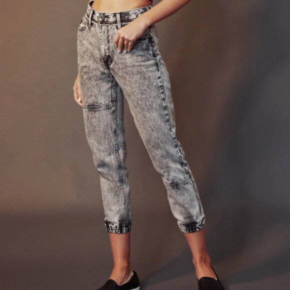 KanCan Sydney Ultra High Rise Jean Joggers Women's Size 1/24 Grey Acid Wash - Picture 1 of 16